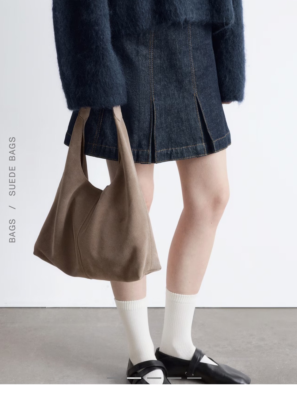 &OTHER STORIES Classic Suede black Tote Bag - Picture 10 of 10